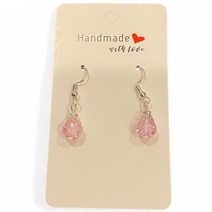Pink Beaded Dangle Earrings